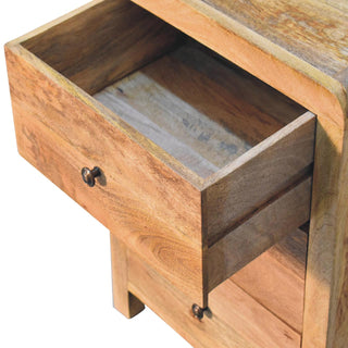 3 Drawer Curved Bedside Table, Mango Wood