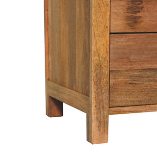 3 Drawer Curved Bedside Table, Mango Wood