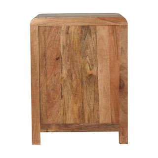 3 Drawer Curved Bedside Table, Mango Wood