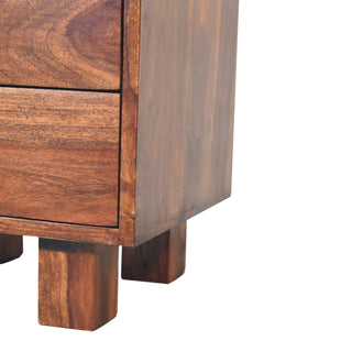 Mango Wood Bedside Table with 2 Drawers 1 Shelf