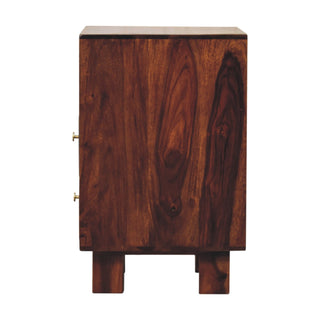 Mango Wood Bedside Table with 2 Drawers 1 Shelf