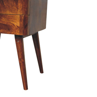 T-Bar 2 Drawers Wooden Bedside Table, Chestnut