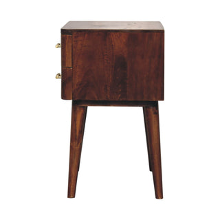 T-Bar 2 Drawers Wooden Bedside Table, Chestnut