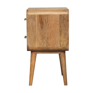 2 Drawer Mango Wood Bedside Table, Oak Finish