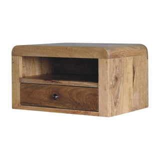 1 Drawer 1 Shelf Large Floating Bedside Table, Oak Finish