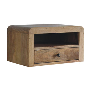 1 Drawer 1 Shelf Large Floating Bedside Table, Oak Finish