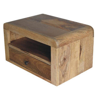 1 Drawer 1 Shelf Large Floating Bedside Table, Oak Finish