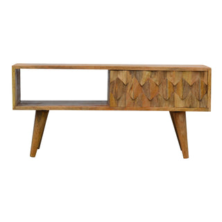 Pineapple Carved TV Stand with Sliding Door and Shelf