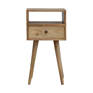 Mango Wood Narrow Bedside Table in Oak Finish