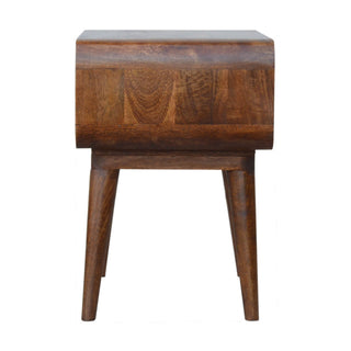 Open Shelf Curved Bedside Table, Mango Wood