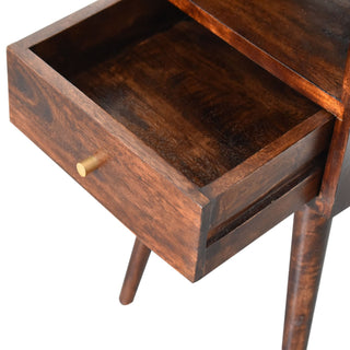 1 Drawer 1 Shelf Narrow Bedside Table, Walnut Finish