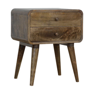 Mango Wood 2-Drawer Bedside Table, Grey Wash