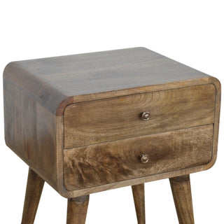 Mango Wood 2-Drawer Bedside Table, Grey Wash