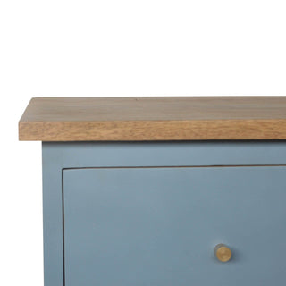 Mango Wood Hand Painted Bedside with 2 Drawers, Blue