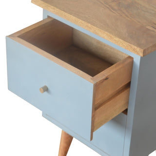 Mango Wood Hand Painted Bedside with 2 Drawers, Blue