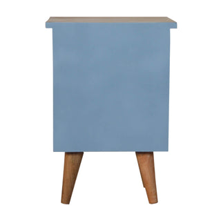 Mango Wood Hand Painted Bedside with 2 Drawers, Blue